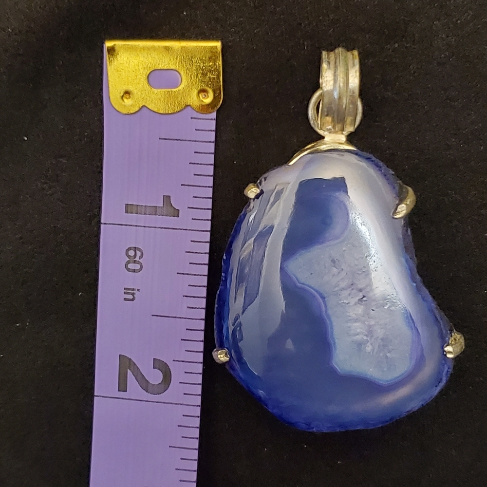 925 Silver Blue Agate Handmade Pendant